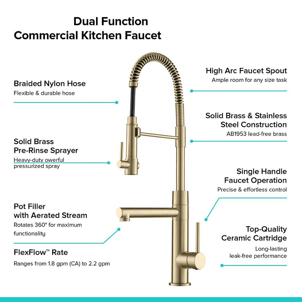 brushed gold Spring Kitchen Faucet Pull out Side Sprayer Dual Spout Single Handle Mixer Tap Sink Faucet