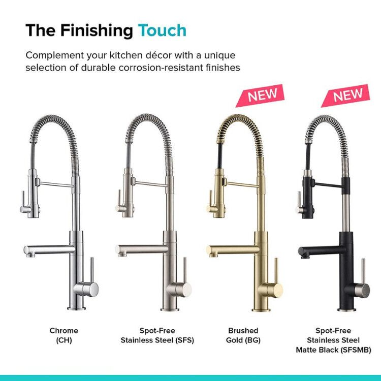 brushed gold Spring Kitchen Faucet Pull out Side Sprayer Dual Spout Single Handle Mixer Tap Sink Faucet