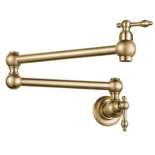 Dual Handles Pot Filler Folding tap Brass Kitchen Sink Faucet Brushed gold