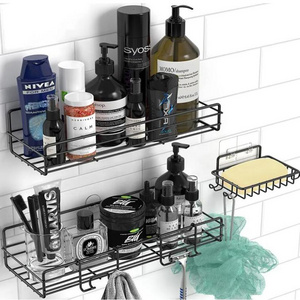 3-Pack Shower Basket Shelf with Soap Holder,  Shower Wall Shelves, Rustproof Black Bathroom Shower Storage Organizer