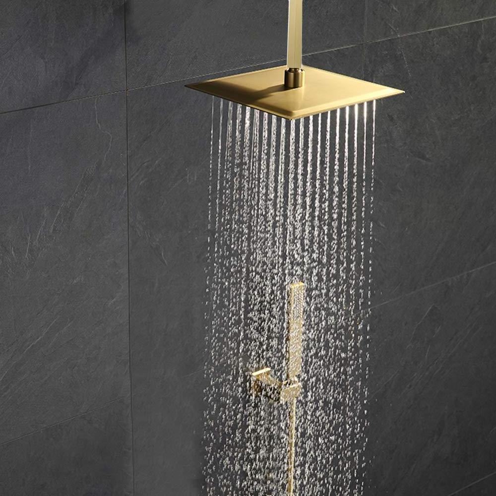 Bathroom Rain Mixer Shower Faucet Combo Set Wall Mounted Shower System Including Control Rough-in Valve