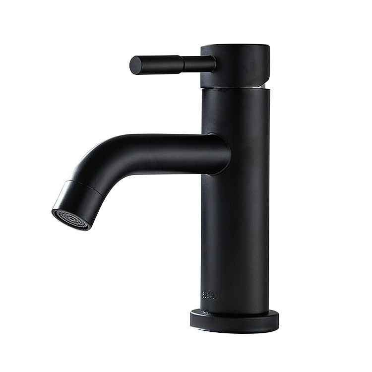 Hight ending matte black faucet brass body single hole sanitary ware single handle hand wash bathroom basin faucets