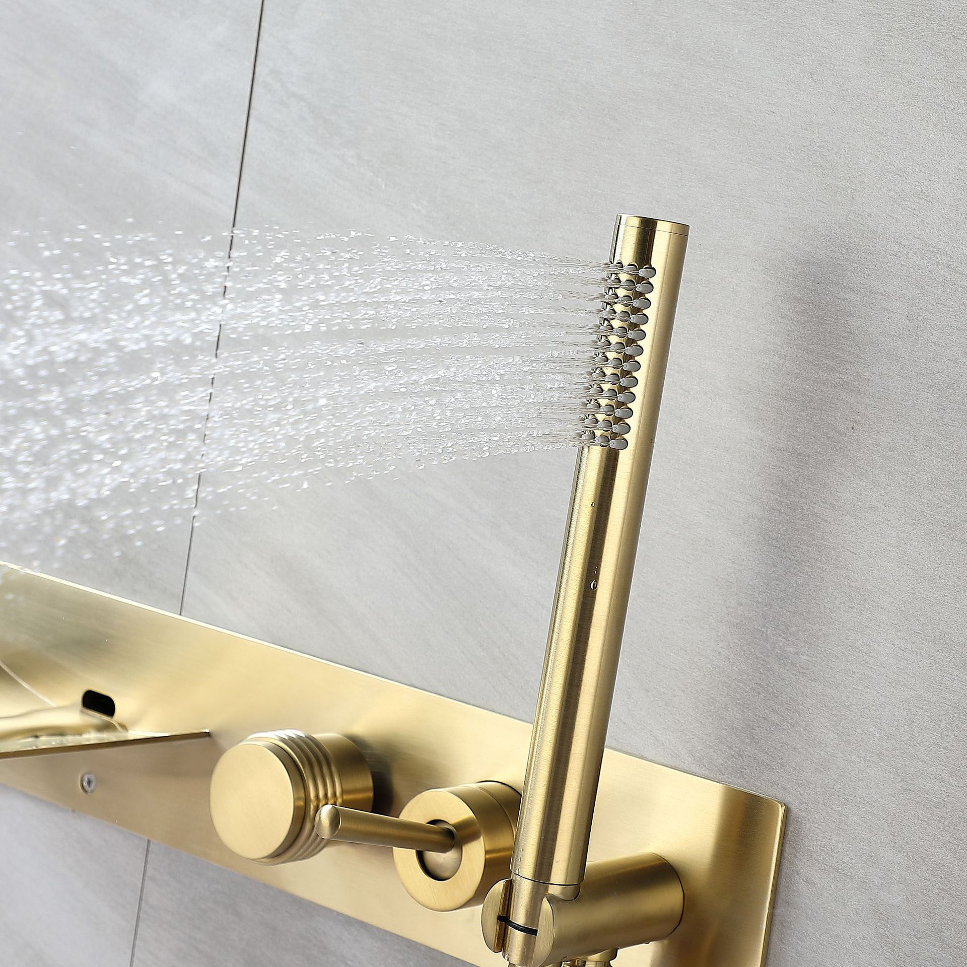 Hardware Bath Spout Waterfall Brushed Gold Basin Faucet Laundry Tub Faucets