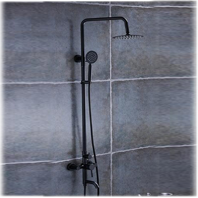 Matte Black Stainless Steel Rain Shower Mixer Tap Set, Thermostatic Rainfall Shower Head with Handheld Shower Bathroom Faucet