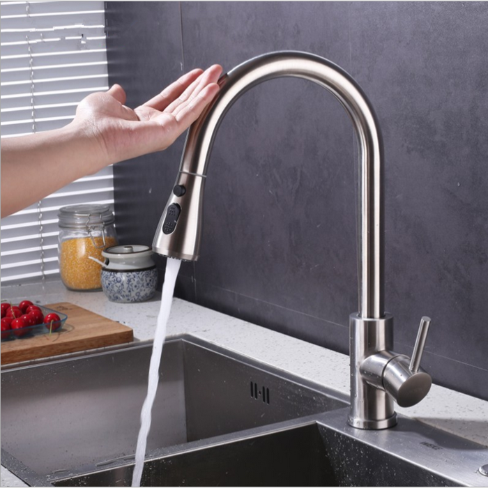 2 Function Pull Down Water Faucet Retractable Sink Mixer Taps Sensor touch upc Kitchen Faucet