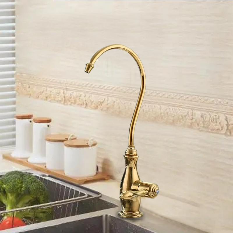 Deck Mount Luxury Gold Drinking Water Purifier Faucet Commercial Water Filtration Faucet for Under Sink Water Filter System