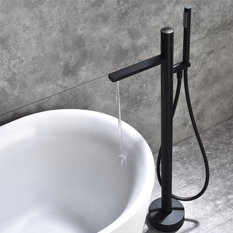 Black Freestanding Floor Mounted Clawfoot Bath Tub Cae Faucet Taps Contemporary Free Standing Bathtub Faucet Brass