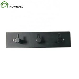 Stainless Steel Towel Hook For Bathroom Self Adhesive Wall Stick Black  Coat Hook