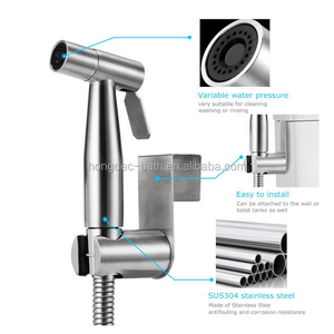 High Water Pressure stainless steel Shattaf Douche Complete Set with Adapter,hose and holder for Toilet