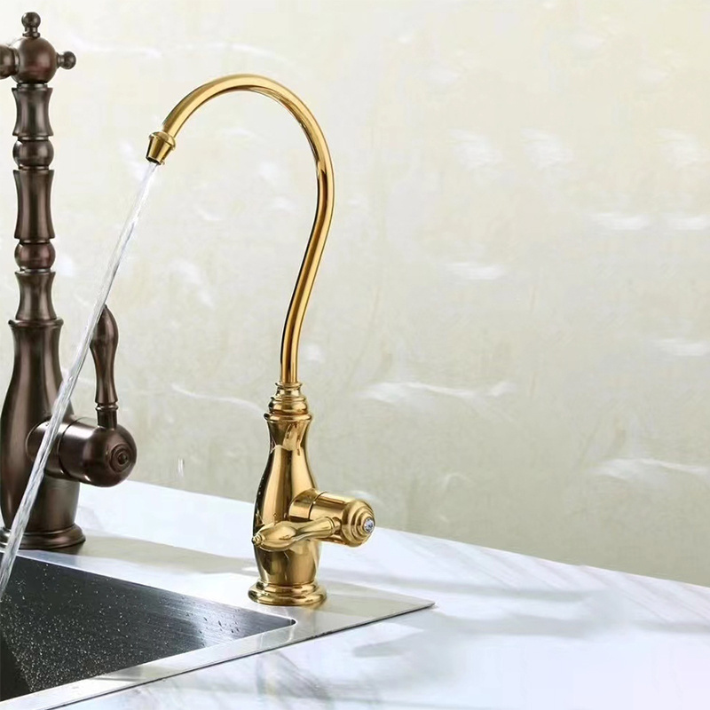 Deck Mount Luxury Gold Drinking Water Purifier Faucet Commercial Water Filtration Faucet for Under Sink Water Filter System