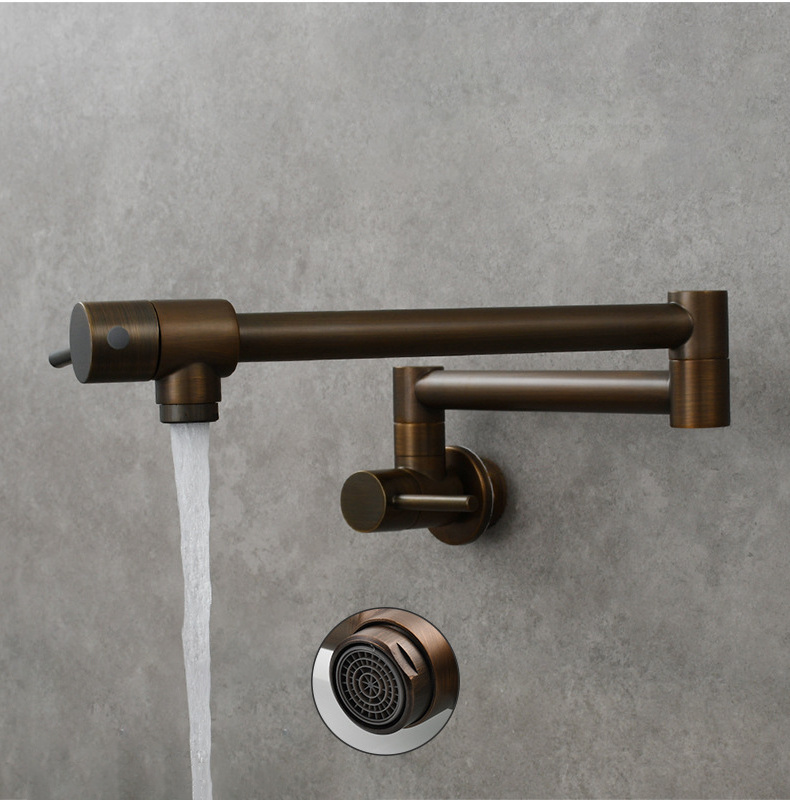 Pot Filler Faucet Oil Rubbed Bronze Wall Mount  Double Joint Swing Arm Folding Articulating  Kitchen Faucets