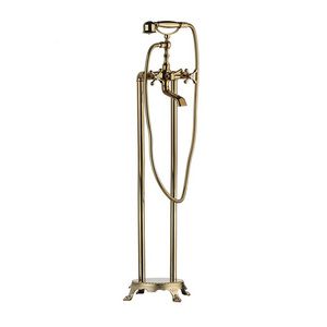 Clawfoot Freestanding Bathtub Faucet Floor Mount Tub Filler Brass Tap with Hand Shower and Swivel Spout