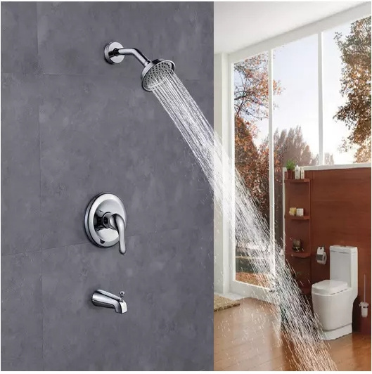 Hotel Temperature Pressure Balance Shower Valve Set Wall Mounted Shower Trim Kit with Tub Spout