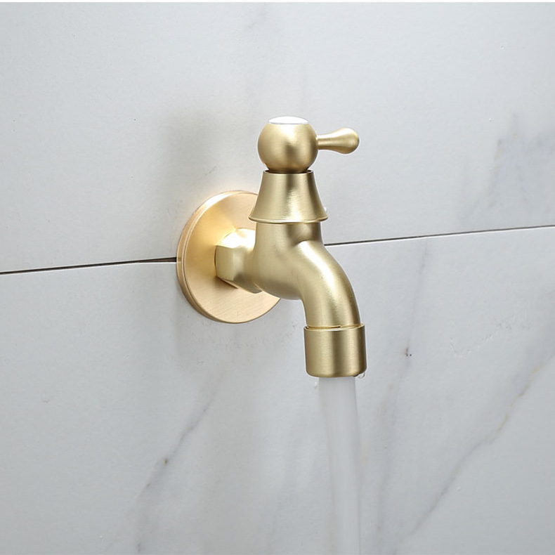 Wall Mount Outdoor Garden Tap Brushed Gold Toilet Mop Small Faucet Washing Machine Faucet