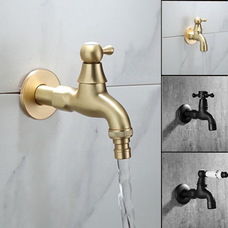 Wall Mount Outdoor Garden Tap Brushed Gold Toilet Mop Small Faucet Washing Machine Faucet