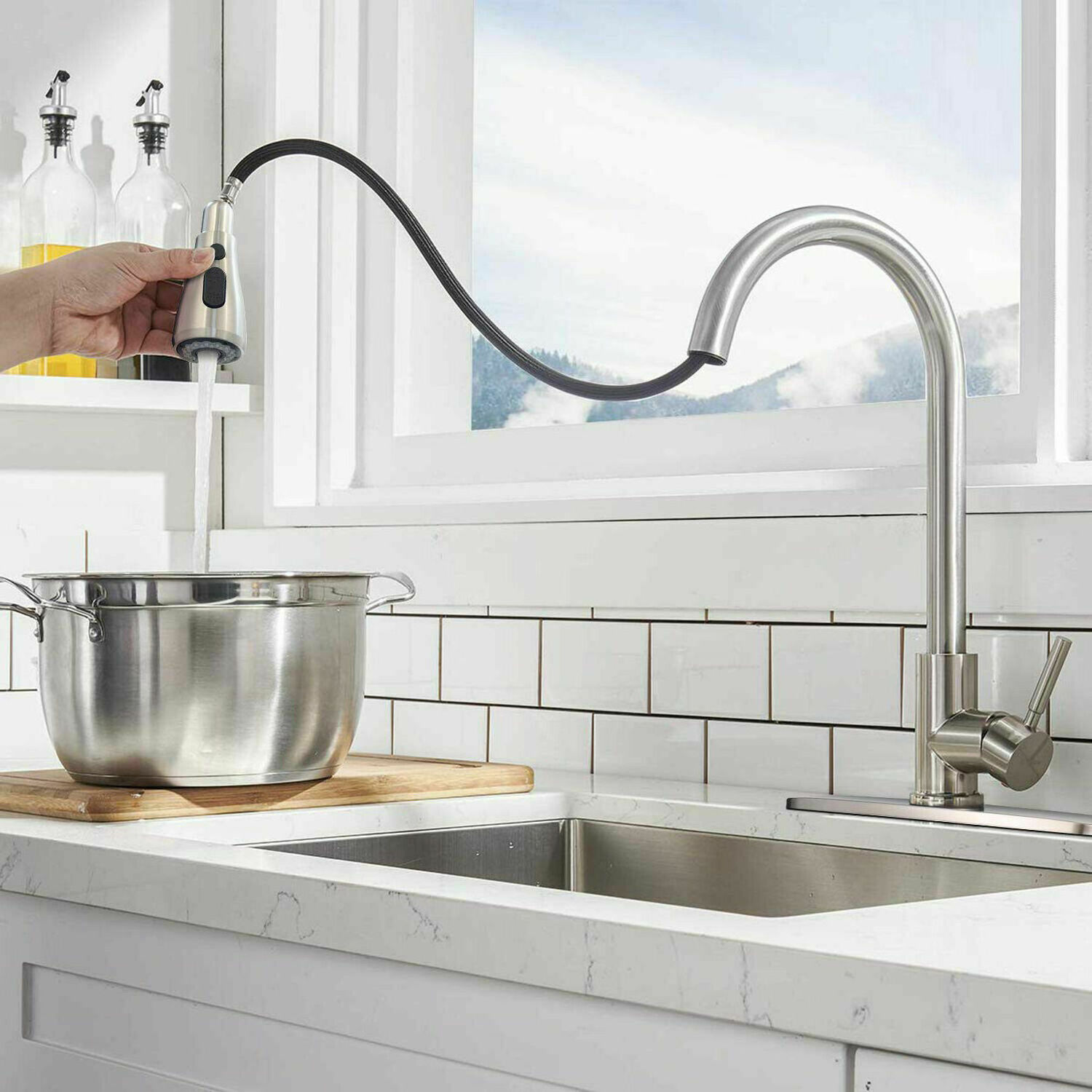 Pull Down Sprayer Kitchen Taps Stainless Steel Pull out Kitchen Faucet