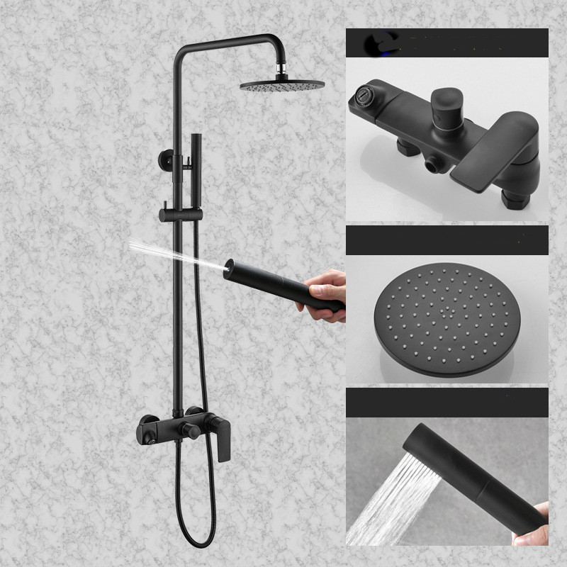 Bathroom black stainless steel shower sets hot cold shower mixer in wall rain shower set