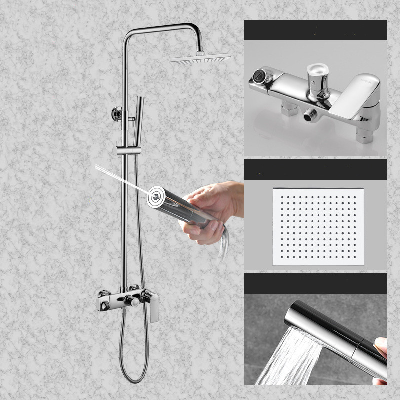 Bathroom black stainless steel shower sets hot cold shower mixer in wall rain shower set