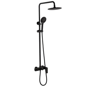 Bathroom black stainless steel shower sets hot cold shower mixer in wall rain shower set