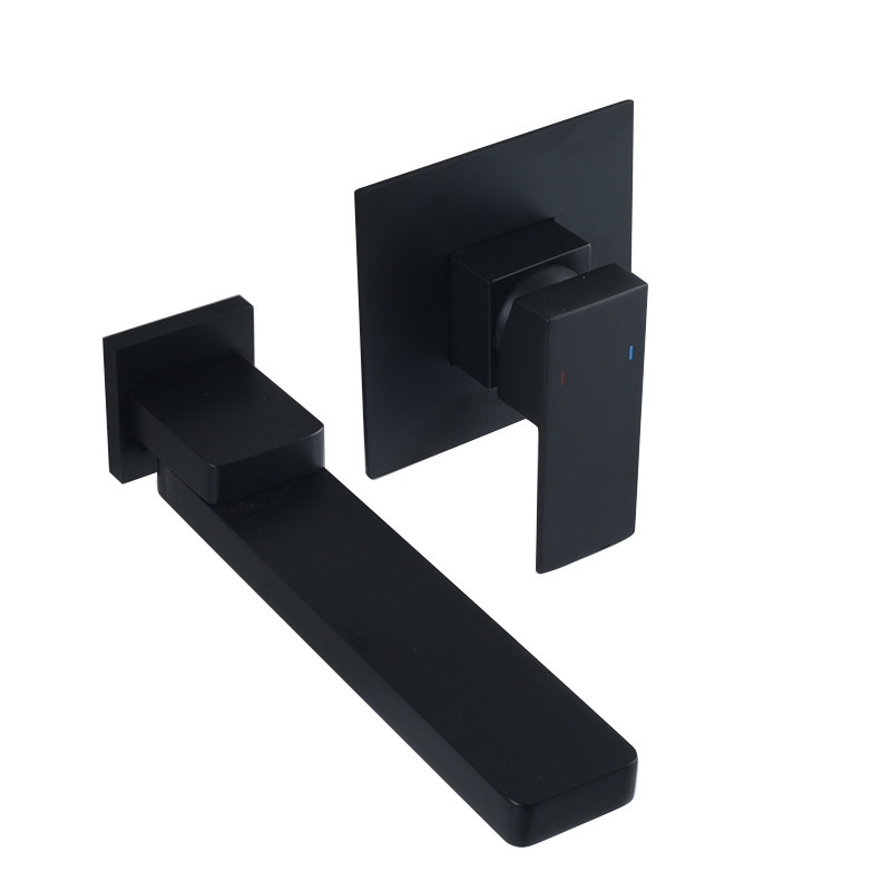 Matte Black Wall Mounted Folding Faucet Square Basin Mixer Tub Faucet Factory price