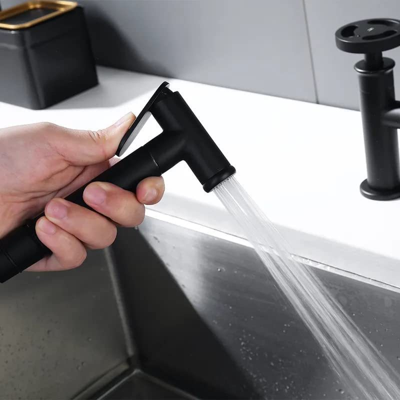 Industrial Pipe Style Kitchen Faucet Black 3 Holes Sink Faucet with Bidet Sprayer