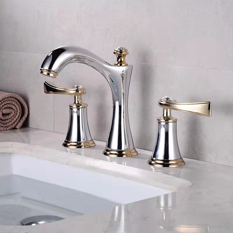 Bathroom Antique style basin faucet all copper bathroom cabinet split faucet