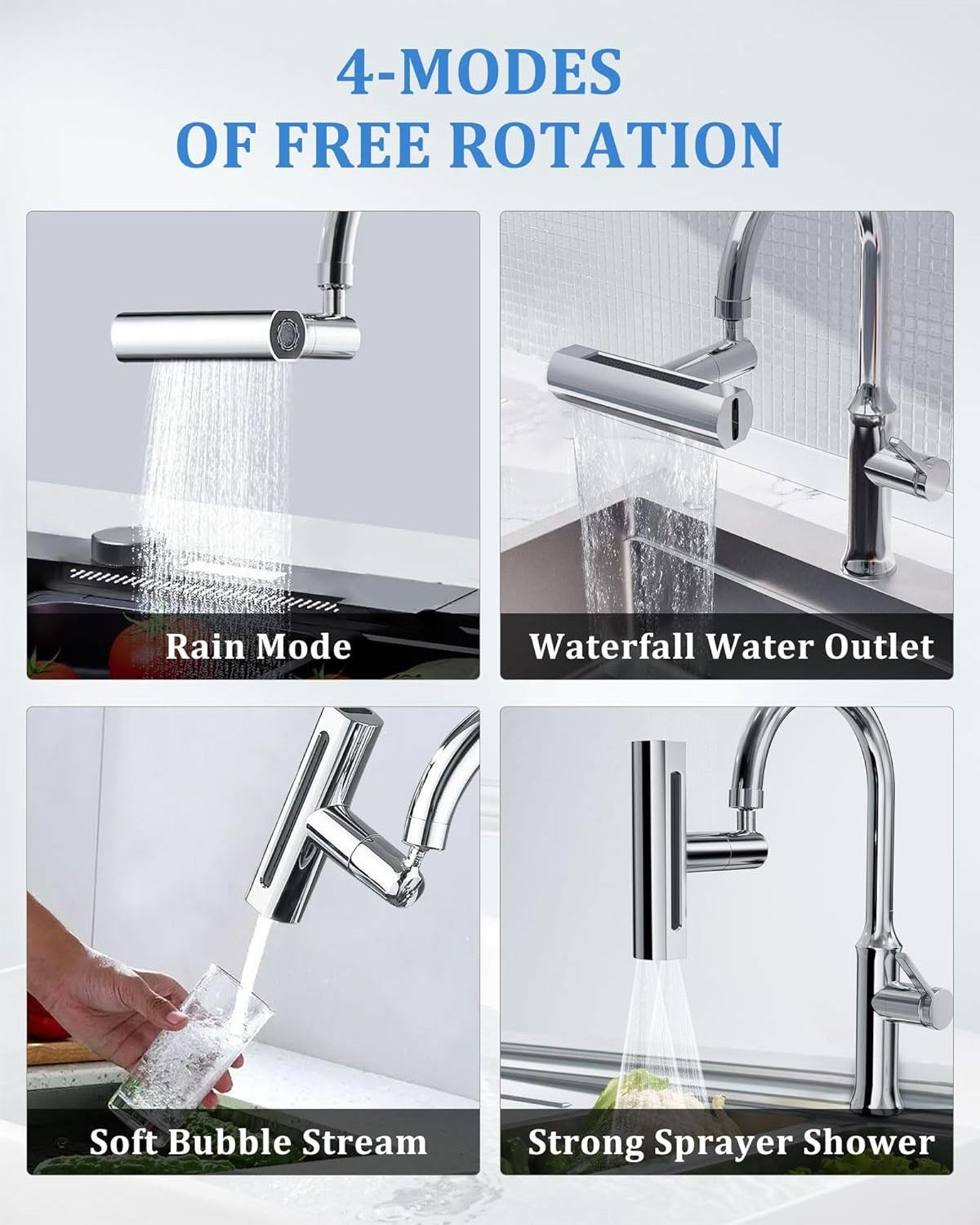 4 Modes Faucet Sprayer Head 360 Degree Rotate Kitchen Faucet Head