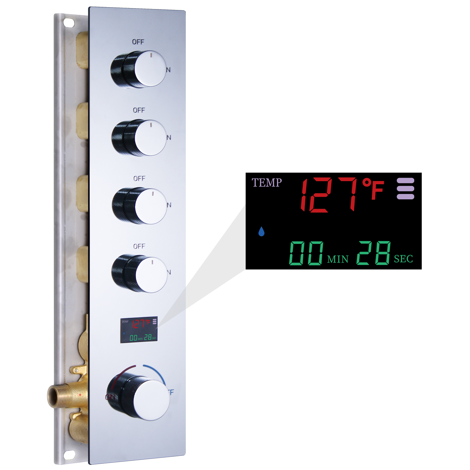 HONGDEC Hydroelectric Power Digital Display 4 Ways Shower Mixer Concealed Control Valve Shower mixing valves