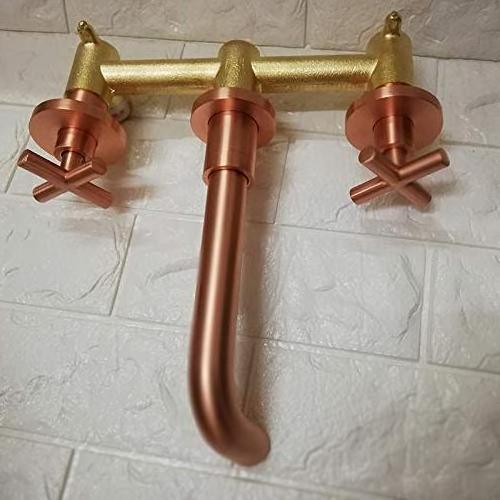 Wall Mounted  Rose Gold Bathroom Basin Faucet brass