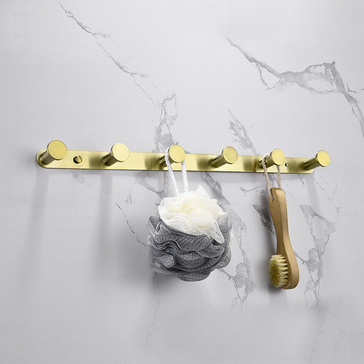 Coat Rack Wall Mount Brushed Gold Towel Hooks Robe Clothes Hook