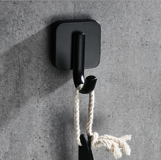 Bath Wall Mounted Black Stainless Steel Towel Clothes Robe Hook