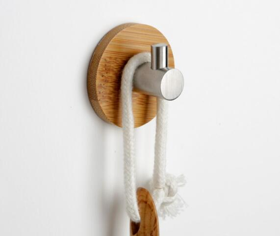 Bathroom Bamboo Bath Accessories Robe Wood Wall Hooks For Hanging