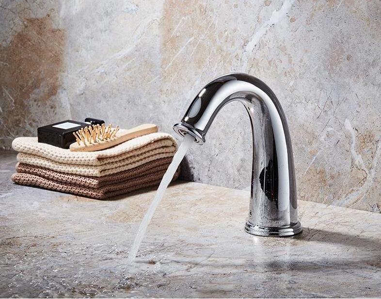 Contemporary Chrome Brass Sensor Tap Bathroom Basin Water Faucet