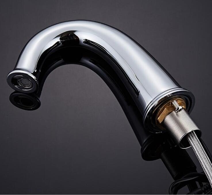 Contemporary Chrome Brass Sensor Tap Bathroom Basin Water Faucet