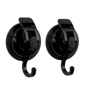 Removable Suction Cup Hooks 2 Pack Matte Black Heavy Duty Wall Hanger Hooks