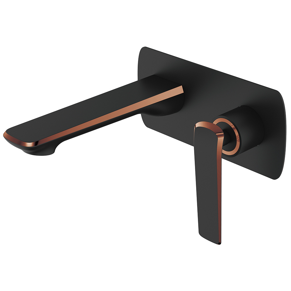 Bathroom Wall Mounted Single Handle Basin Faucet Black Rose Gold Mixer