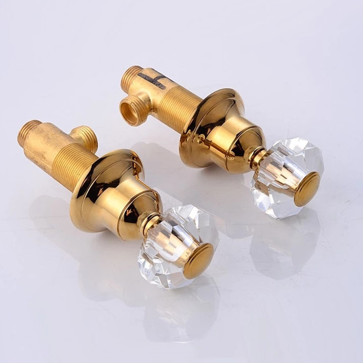 Bathroom Crystal Knobs 3 holes Golden Basin Mixer Swan Tap