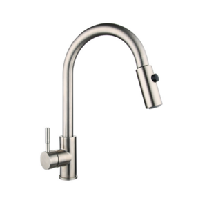 Commercial Brushed Nickel Stainless Steel Single Handle Single Lever Pull Out  Sprayer Kitchen Water Faucet