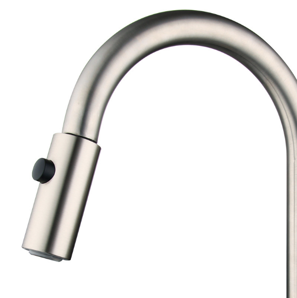 Commercial Brushed Nickel Stainless Steel Single Handle Single Lever Pull Out  Sprayer Kitchen Water Faucet