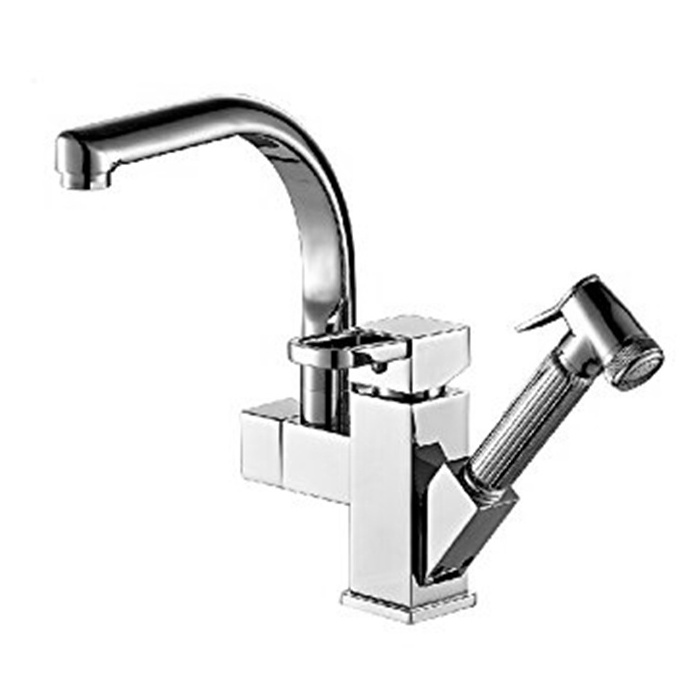 Hot and Cold Swivel Spray Mixer Taps Pull Out Kitchen Sink Faucet