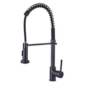 Commercial Single Handle Antique Oil Rubbed Bronze Spring Pull Down Sprayer Kitchen Faucet