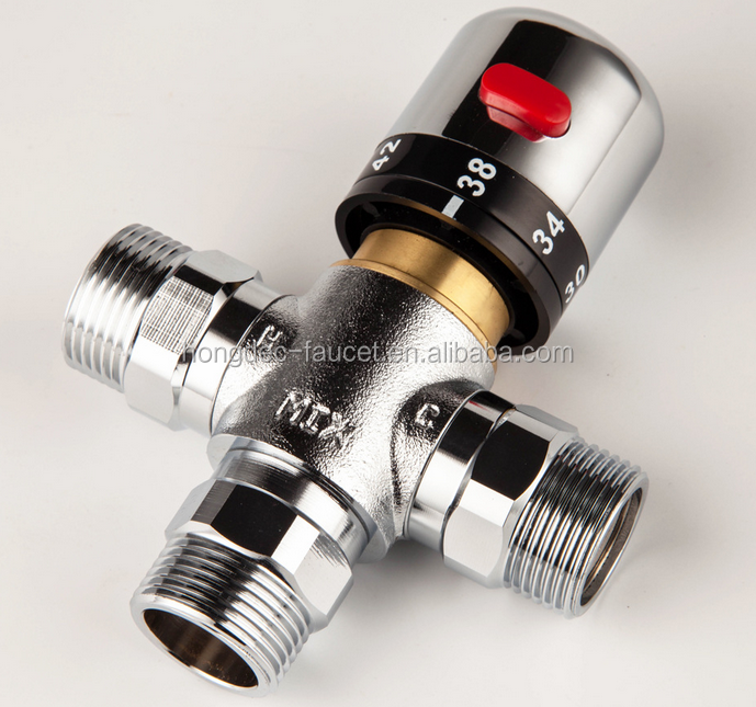 Wholesale G1/2 Male Connections Solid Brass Thermostatic Shower Mixing Valve