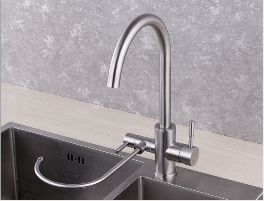 Dual Lever Swivel Adjustable Water Tap Flexible Kitchen Faucet