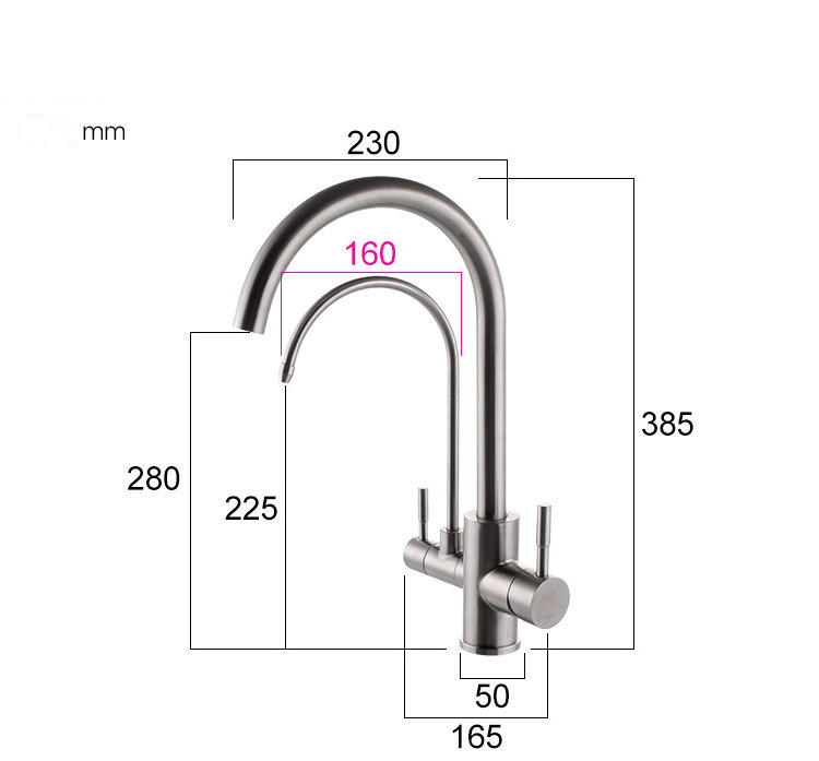 Dual Lever Swivel Adjustable Water Tap Flexible Kitchen Faucet