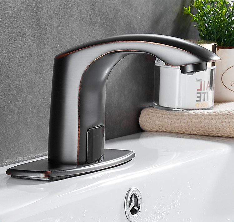 Oil Rubbed Bronze Automatic Sensor Touchless Bathroom Sink Faucet