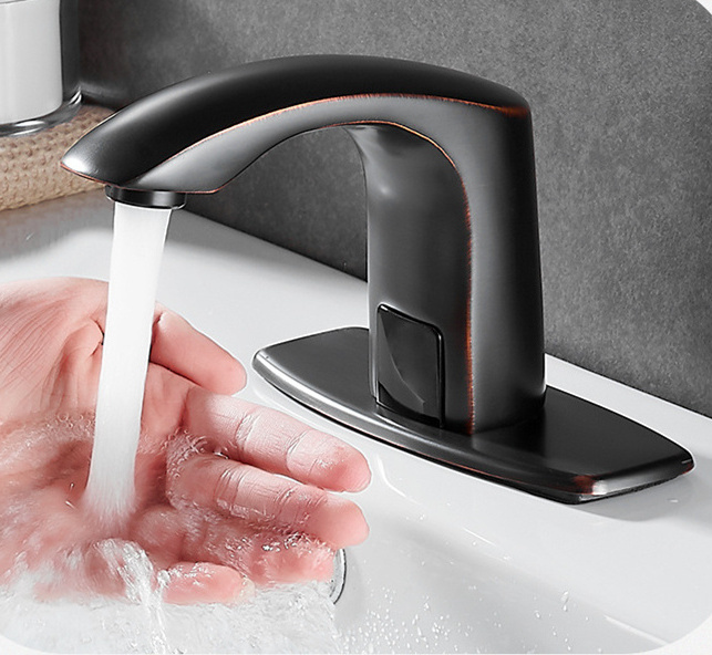 Oil Rubbed Bronze Automatic Sensor Touchless Bathroom Sink Faucet