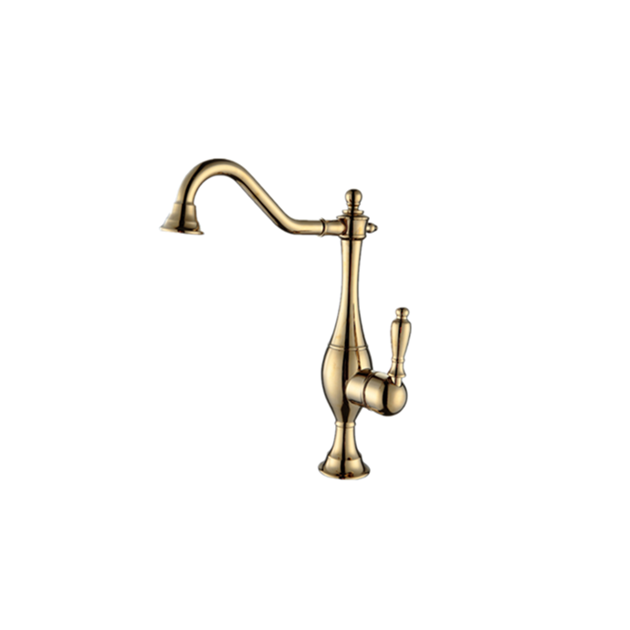 Traditional Gold Single Handle Deck Mounted Kitchen Sink Faucet