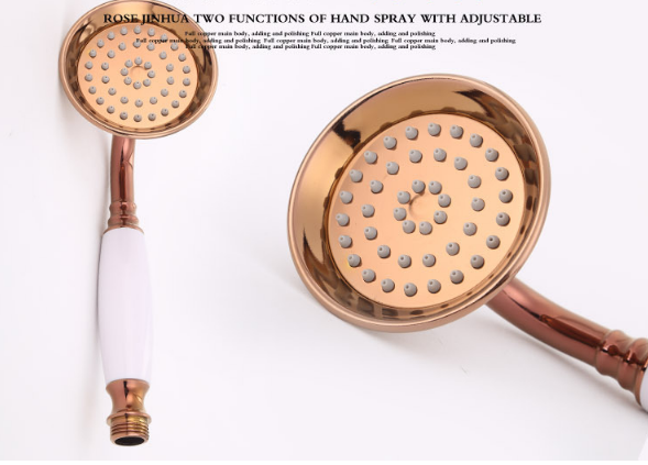 Bathroom  Rose Gold Brass Wall Mounted High Pressure Shower Faucet Set