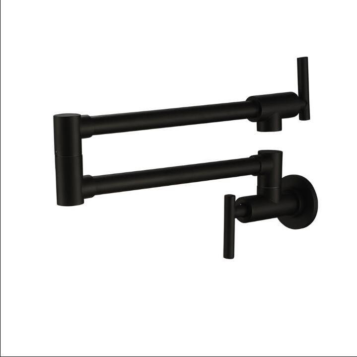 Matte Black Wall Mounted Kitchen Faucet Folding Pot Filler Faucet