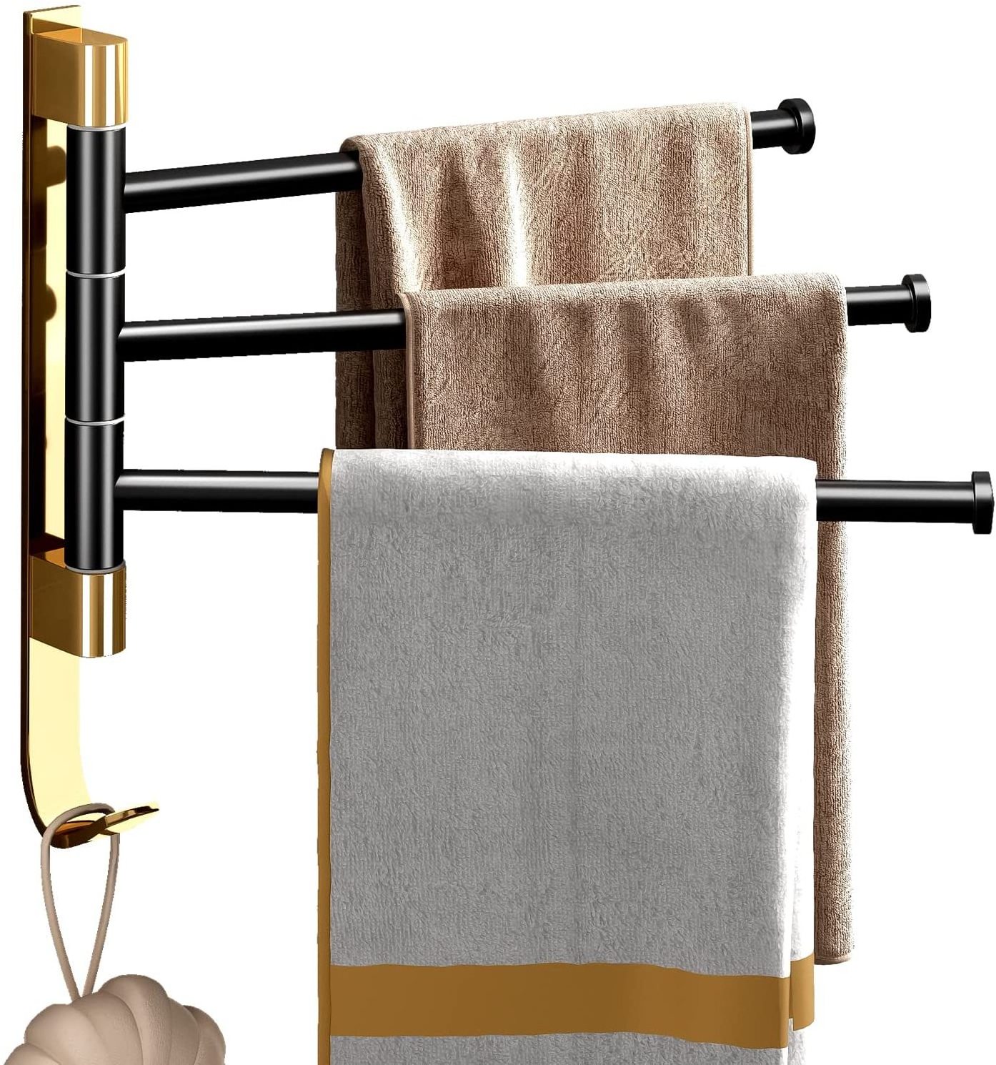 Towel Rack Swing Out Towel Bar Space Aluminum Bathroom Folding Swing Hand Towel Rack